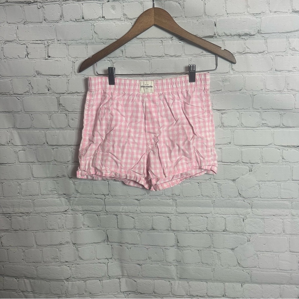 Abercrombie & Fitch Pink Checkered High Waist Shorts